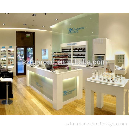 cosmetic famous display fixture display showcase for cosmetic store